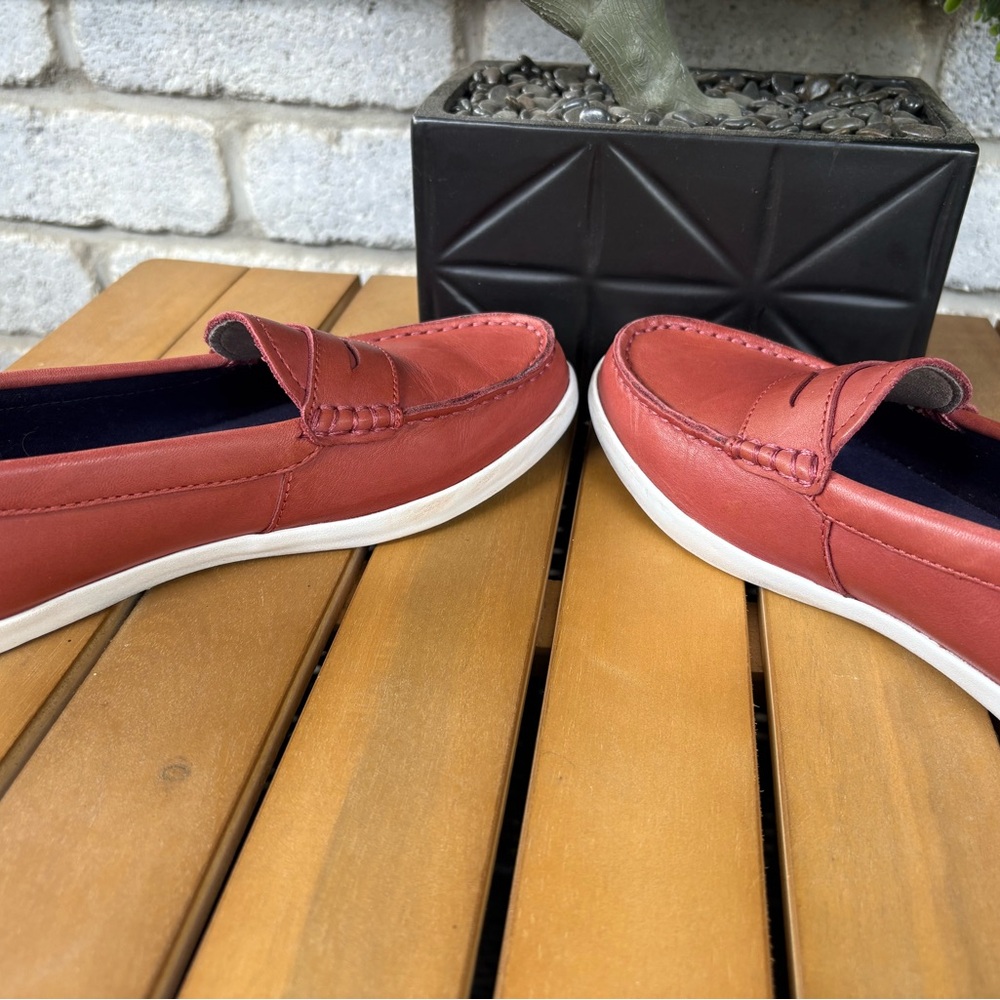 Cole Haan Red Leather boat shoe/ Loafers with Moccasin Stitching - Picture 6 of 8